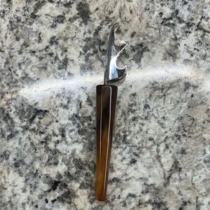 Vtg Trav-L-Bar Bottle Opener / Can Opener tool with Bakelite Handle Butterscotch